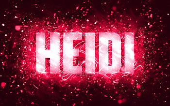 Happy Birtay Heidi, , pink neon lights, Heidi name, creative, Heidi Happy Birtay, Heidi Birtay, popular american female names, with Heidi name, Heidi HD wallpaper