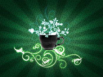 Flowers, Vector, Cup, Green Background HD wallpaper