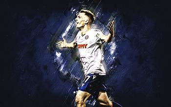 Emir Sahiti, HNK Hajduk Split, Kosovo football player, blue stone background, football, Sahiti Hajduk Split, Croatia HD wallpaper