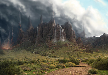 Storm, river, cloud, fall, mountain HD wallpaper