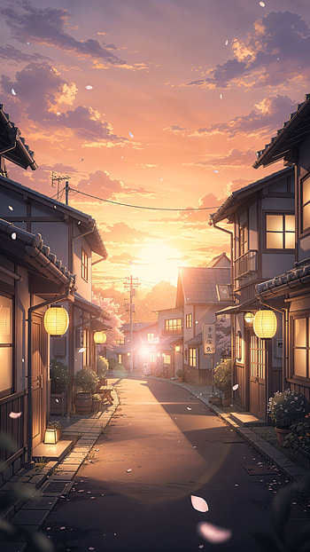 Anime Sunset, Street HD phone wallpaper