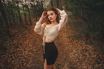 Enchanting Gaze Girl In Forest, girls, model HD wallpaper