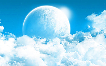 moon above the clouds, blue, , , stars, SkyPhoenixX1, planet, moon, abstract, heaven, clouds, sky HD wallpaper