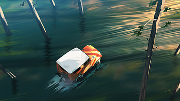 Offroading Jeep Lake, jeep, artist, artwork, digital-art, artstation HD wallpaper