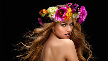 Blonde and Flowercrown, graphy, pretty, beautiful, girl, flowercrown, woman, female HD wallpaper