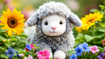 Fluffy Delight: A Ultra of Cuteness, fluffy, lamb, flower, cute HD wallpaper
