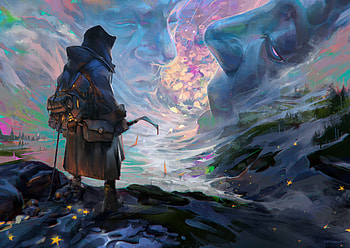 The Lone Wanderer and the Colossal Faces — Fantasy, fantasy, men HD wallpaper