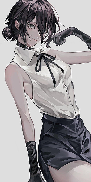 Chainsaw Man, eye, hair, white, black, short, reze, girl, anime HD phone wallpaper