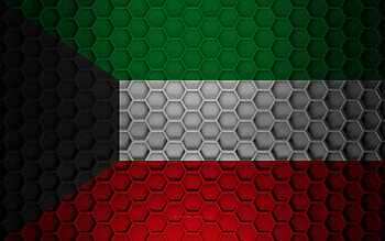 Kuwait flag, 3d hexagons texture, Kuwait, 3d texture, Kuwait 3d flag, metal texture, flag of Kuwait HD wallpaper
