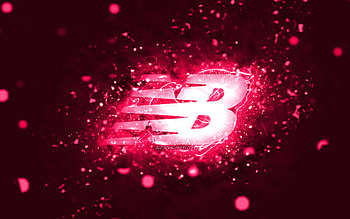 New Balance pink logo, , pink neon lights, creative, pink abstract background, New Balance logo, fashion brands, New Balance HD wallpaper