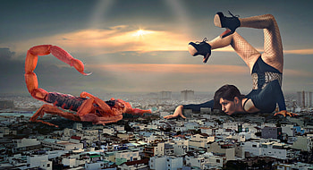 Zodiac ~ Scorpio, city, zodiac, scorpion, fantasy, girl, scorpio HD wallpaper