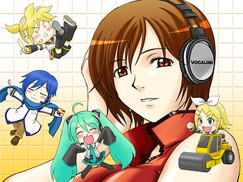 ~Meiko & Friends~, colorful, heads, hatsune miku, meiko, kaito, vocaloid, chibi, anime, len and rin kagamine, friends HD wallpaper