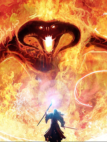 Lord of the Rings, Balrog, Magic and fire, Artistic demon HD phone wallpaper