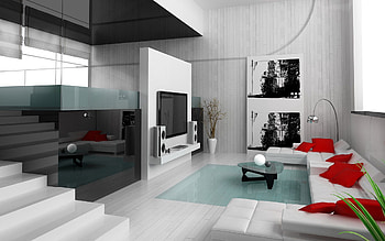 Interior, Miscellanea, Miscellaneous, Glass, Ladder, Stairs, Sofa HD wallpaper