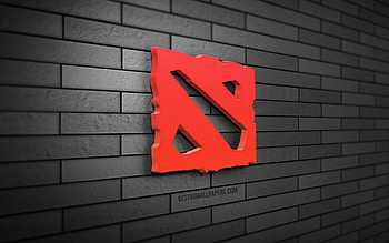 Dota 2 3D logo, , gray brickwall, creative, online games, Dota 2 logo, 3D art, Dota 2 HD wallpaper
