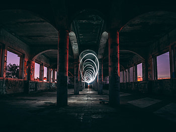 Building, Shine, Light, Miscellanea, Miscellaneous, Spiral, Abandoned HD wallpaper
