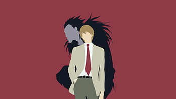 Death Note, Minimalist, Ryuk (Death Note), Anime, Belt, Black Hair, Brown Hair, Light Yagami, School Uniform, Shinigami, Tie HD wallpaper