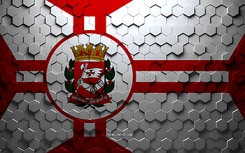 Flag of Sao Paulo, honeycomb art, Sao Paulo hexagons flag, Sao Paulo 3d hexagons art, Sao Paulo flag HD wallpaper