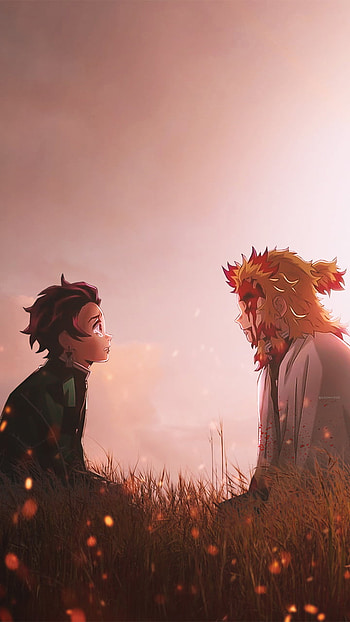 Tanjiro and rengoku, art, anime HD phone wallpaper