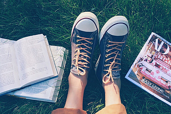 Grass, Miscellanea, Miscellaneous, Legs, Sneakers, Footwear HD wallpaper