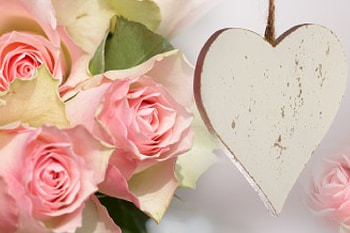 ωω Bright Innocence ωω, bouquet, pink roses, hanging, present, wonderful, gift, delicate, bright, innocence, pastel, merry christmas, soft, wooden heart, beautiful, fresh, pretty, love, green, nature, flowers, lovely, forever HD wallpaper