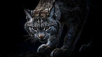 Wildlife : Stealthy Lynx on the Hunt in the Dark, Animal, Wildlife, hunting, dark, lynx HD wallpaper