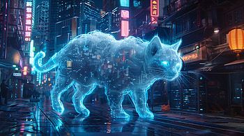 Hologram Cat: A Stunning Experience, hologram, cat HD wallpaper