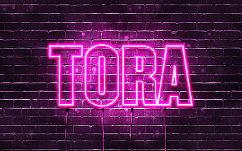 Happy Birtay Tora, , pink neon lights, Tora name, creative, Tora Happy Birtay, Tora Birtay, popular japanese female names, with Tora name, Tora HD wallpaper