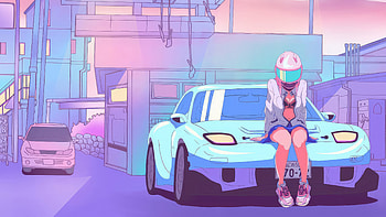 Rider Girl Synthwave, helmet, synthwave, artist, artwork, digital-art HD wallpaper