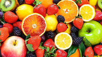 Blackberry fruit, Apple, Orange, Strawberry HD wallpaper