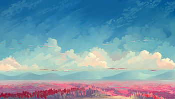 Art, Flowers, Sky, Tulips, Clouds, Field HD wallpaper