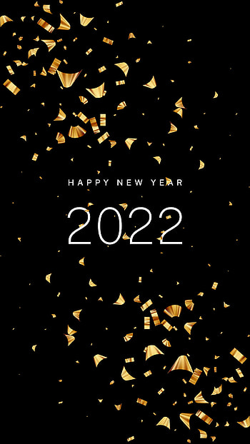 Happy new year, gold, confetti, black, 2022, black and gold, happy new year 2022, new year HD phone wallpaper