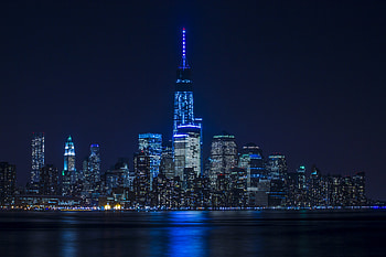 Cities, Night, Building, Shore, Bank, Skyscrapers, Megalopolis, Megapolis HD wallpaper
