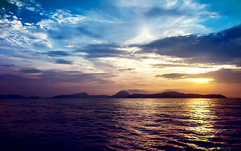 Nature, Sunset, Sea, Rocks HD wallpaper