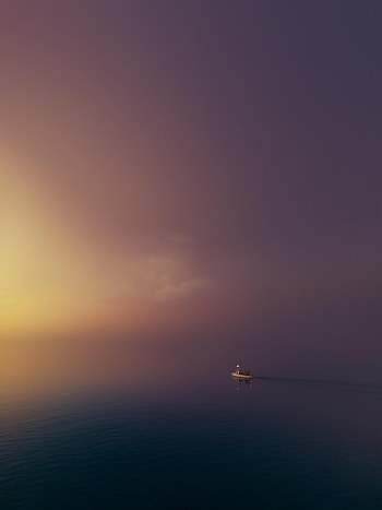 Water, Sunset, Sky, Fog, Minimalism, Boat HD phone wallpaper