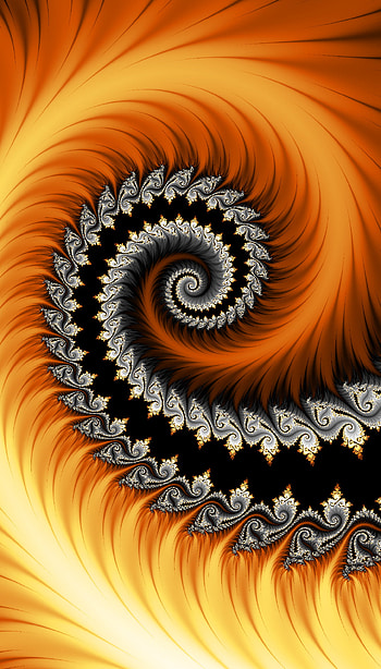 Fire spiral, orange, fractal, abstract HD phone wallpaper