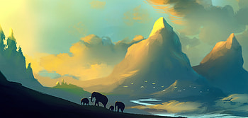 Landscape, Art, Elephants, , Wildlife, Family HD wallpaper