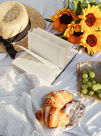 Miscellanea, Miscellaneous, Book, Hat, Picnic, Croissant HD phone wallpaper