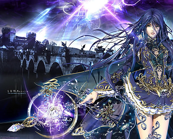 CG Anime, purple, anime, cg, lightening HD wallpaper
