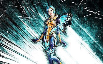 Flutter, grunge art, Fortnite Battle Royale, Fortnite characters, blue abstract rays, Flutter Skin, Fortnite, Flutter Fortnite HD wallpaper