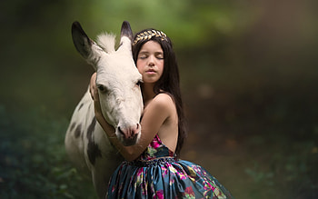 :), horse, girl, cal, child, copil HD wallpaper