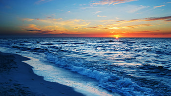 Waves Sea Calm Sunset, waves, sea, sunset, nature HD wallpaper