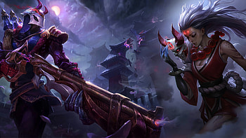Blood Moon Jhin & Diana by Xilixir Splash Art League of Legends Artwork lol HD wallpaper