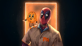 Deadpool And His Timely Sidekick, deadpool, superheroes, artwork, art, digital-art HD wallpaper