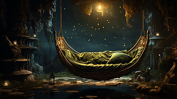 Mystic Hammock Under Starry Night - AI Art, AI Art, man made, hammock HD wallpaper