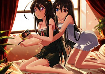 Cute Sisters, orginal, bedroom, sisters, cute, girls, long hair, friends HD wallpaper