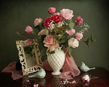 still life, abstract, graphy, vase, flowers HD wallpaper