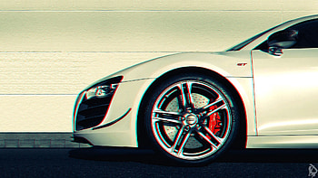 3D, Car, Audi R8, Anaglyph HD wallpaper