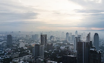 Bangkok skyline, City buildings, Cloudy sky, Urban landscape HD wallpaper