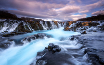 Brugfoss Waterfalls, Iceland, iceland, waterfall, nature, rocks, clouds HD wallpaper